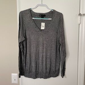 NWT Lane Bryant Gray V-Neck Sweater 2XL